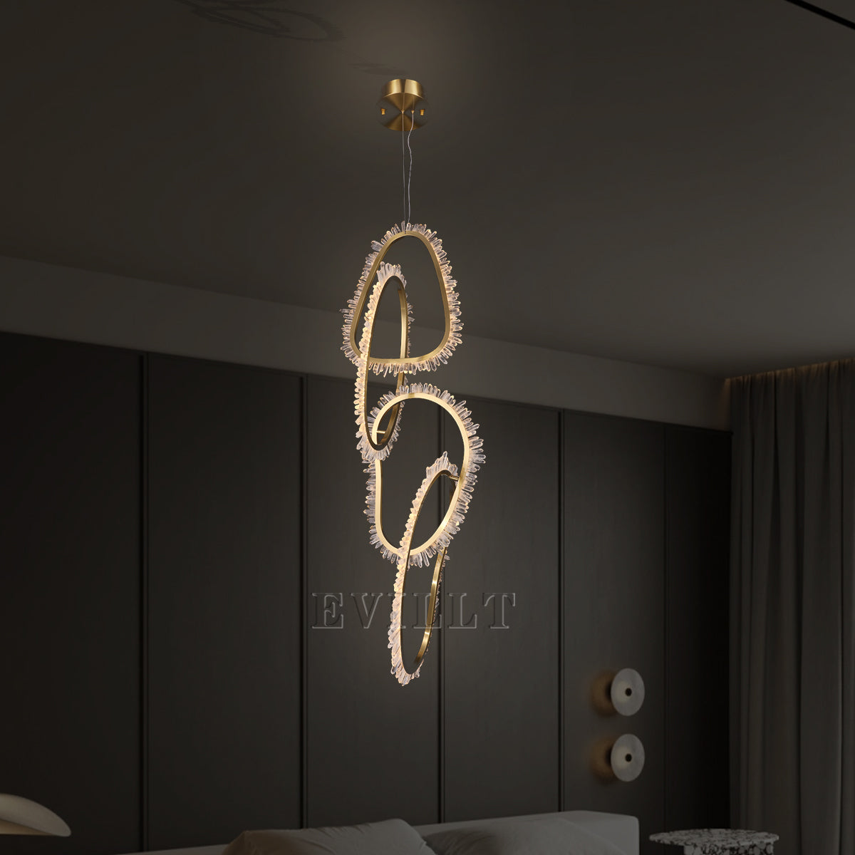 4rings crystal points pendant light evillt design handmade 71040