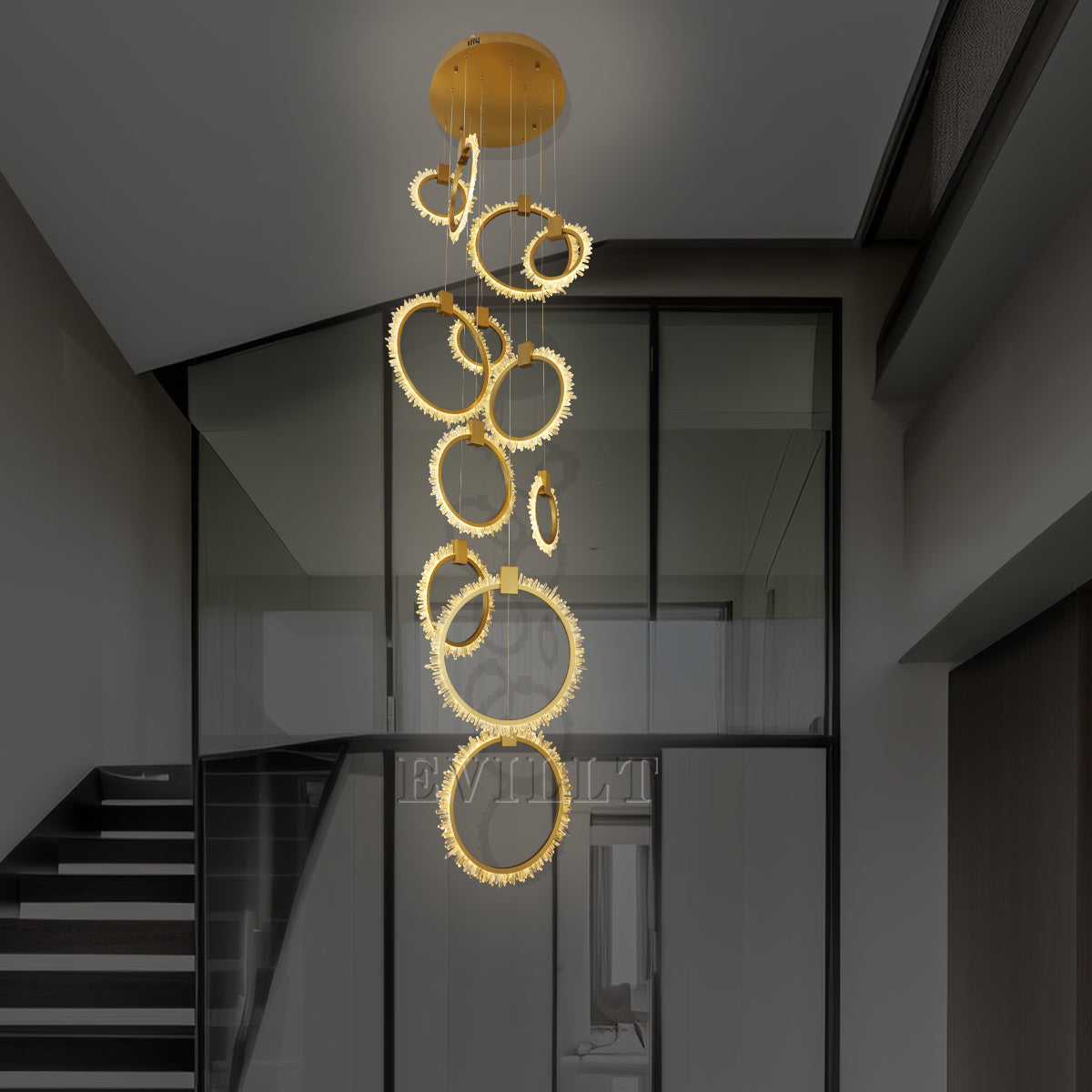 Champagne gold clear quartz chandelier 12 rounds 71023