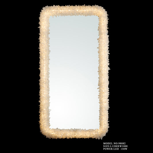 Rectangle dressing-mirror lamp with natural crystal clear quartz points 71039
