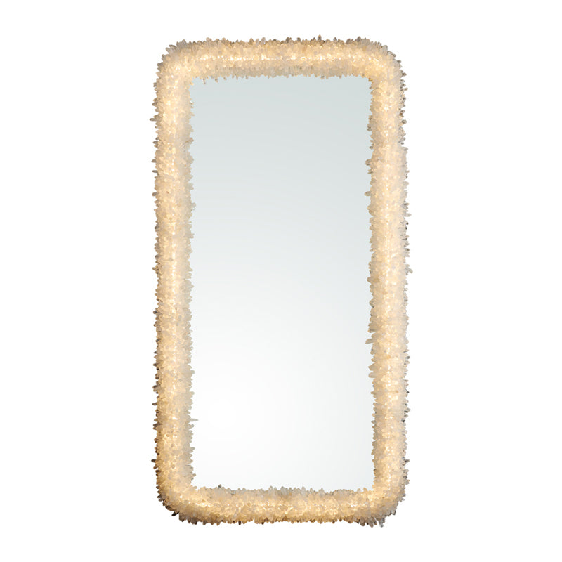 Rectangle dressing-mirror lamp with natural crystal clear quartz points 71039