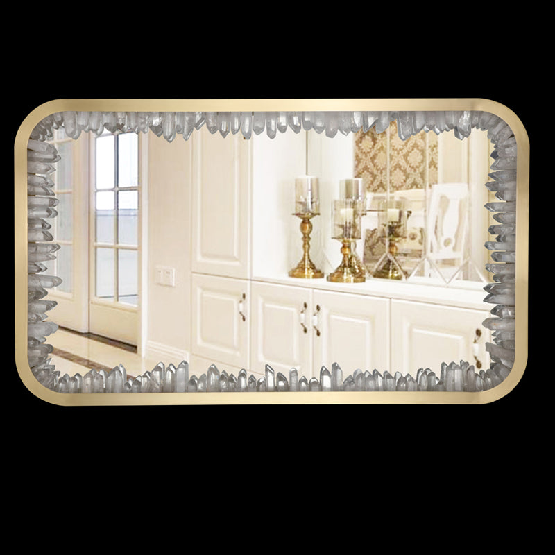 Rectangle vanity-mirror lamp with natural crystal clear quartz tower 71026