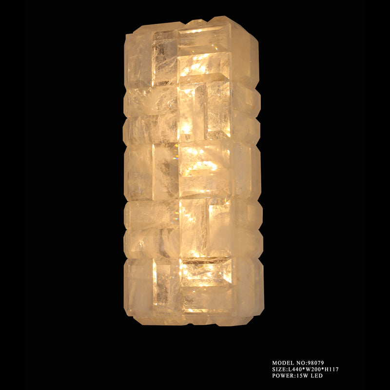 Clear quartz crystal wall lamp rectangular shape handmade 71015