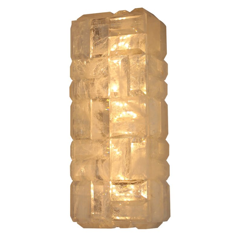 Clear quartz crystal wall lamp rectangular shape handmade 71015