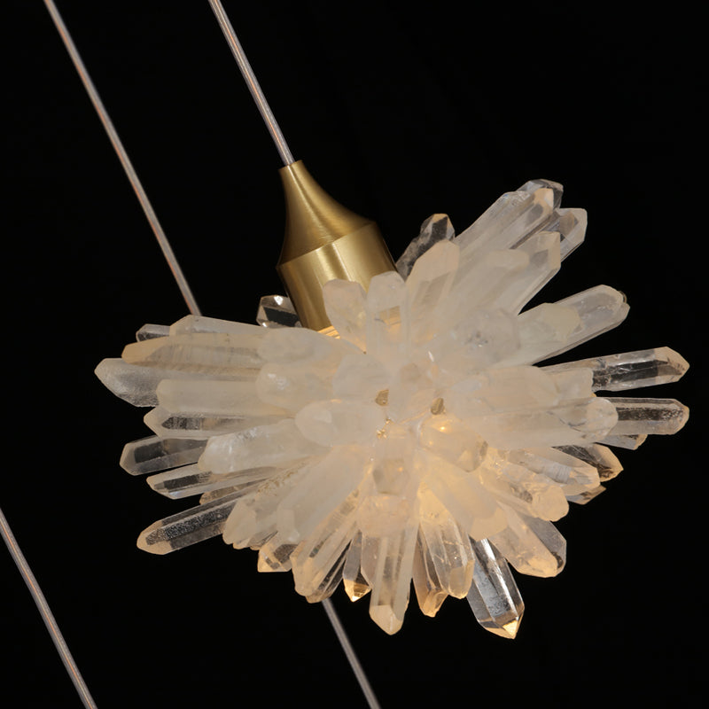 Crystal cluster clear quartz chandelier flower design handmade 71014