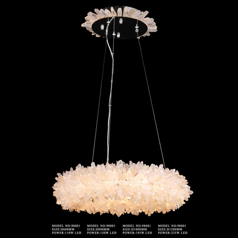 Quartz chandelier natural clear quartz crystal pendant light handmade 71001