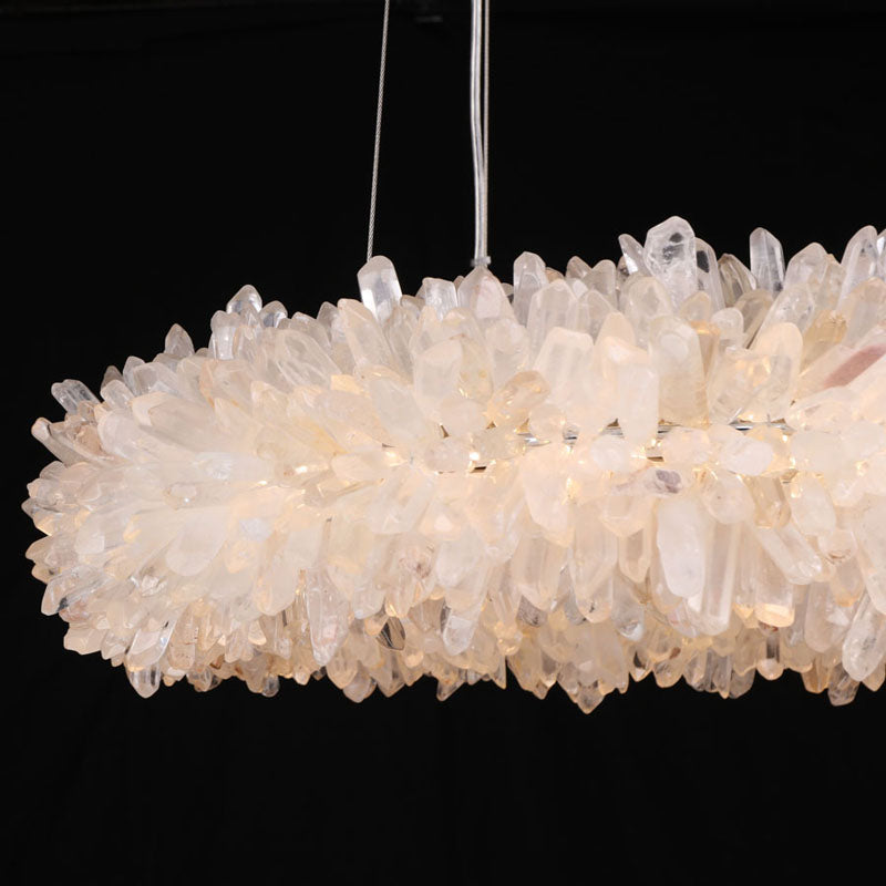 Quartz chandelier natural clear quartz crystal pendant light handmade 71001